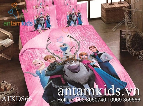 Bộ mền drap ATKDS66 Công chúa Băng giá Frozen và Hoàng tử Lạnh lùng kute