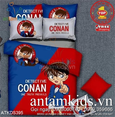 Drap chăn gối cho bé trai bé gái hình Thám tử lừng danh Conan ATKDS395