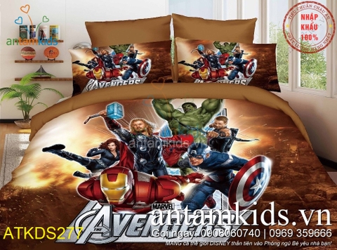 Chăn ga gối Siêu anh hùng Marvel Avenger mạnh mẽ cho bé trai ATKDS277