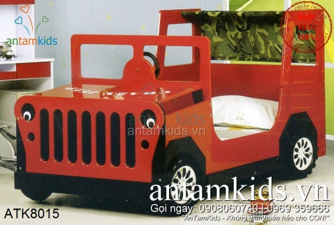 Giường xe Ô tô JEEP cho bé trai  – Màu đỏ cá tính sành điệu ATK8015