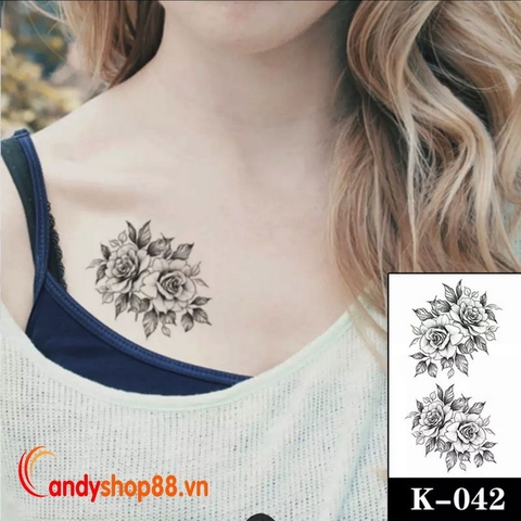 Hình Xăm Dán Hoa Hồng K-42