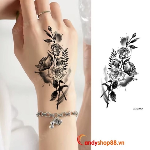 Hình xăm dán tattoo mẫu hoa hồng QQ-257