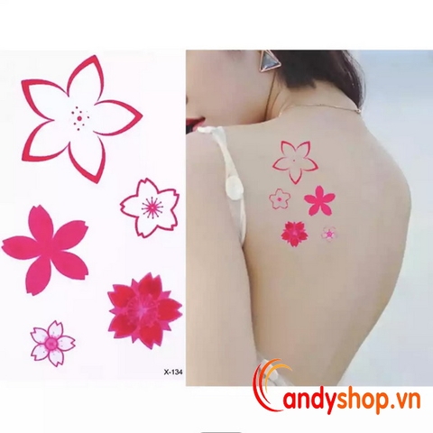 Hình xăm tattoo dán Mẫu Hoa X-133, X-134