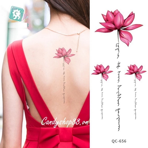 Hình xăm dán tattoo dòng chữ hoa sen QC-656