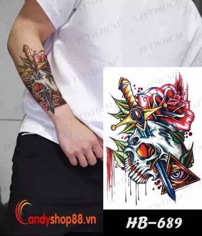 Hình xăm dán tattoo cá tính Thanh Kiếm HB-689