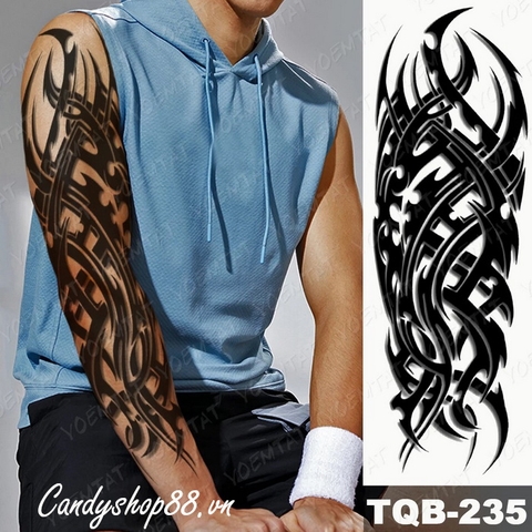 Hình Xăm Dán Tattoo Kín Tay Họa Tiết TQB-235