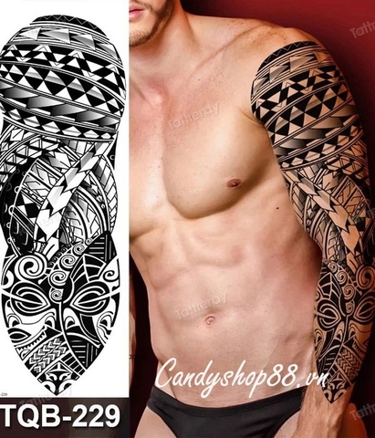 Hình Xăm Dán Tattoo Kín Tay Họa Tiết TQB-229