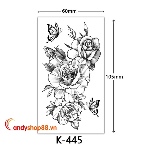 Hình xăm dán tattoo hoa hồng K-445