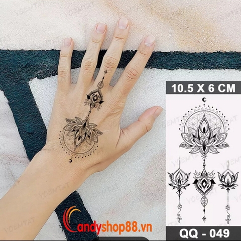 Hình xăm tattoo dán hoa sen QQ-49