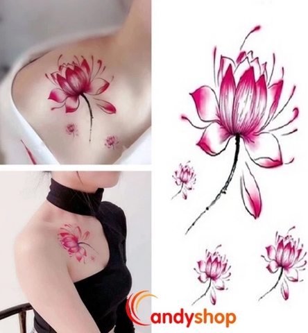 Hình xăm tattoo dán Hoa Sen RC-228