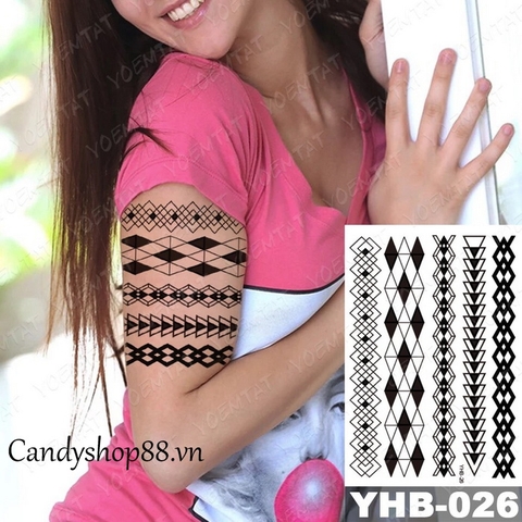 Hình xăm dán tattoo vòng tay họa tiết YHB-26