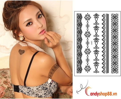 Hình xăm dán tattoo vòng tay họa tiết LS-611