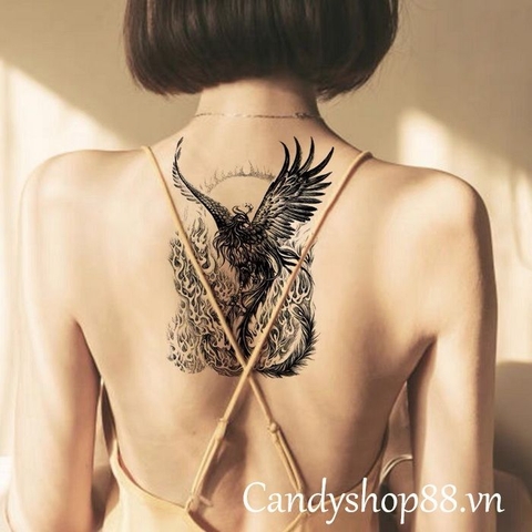 Hình xăm dán tattoo phượng hoàng AX-56