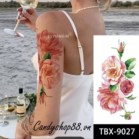 Hình xăm dán tattoo hoa TBX-9027