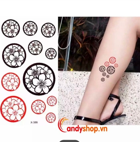 Hình xăm dán tattoo hoa anh đào X-388