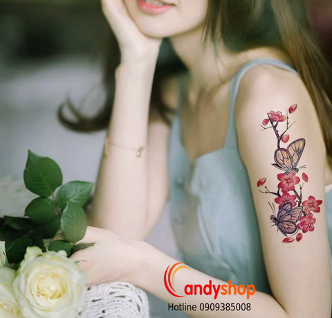 Hình xăm dán tattoo hoa bướm TBX-9016