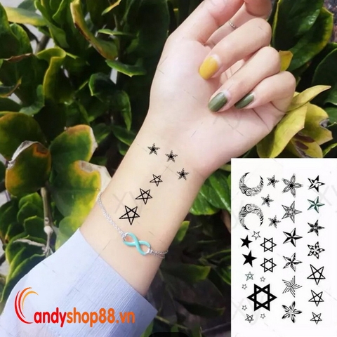Hình xăm dán tattoo ngôi sao X-77
