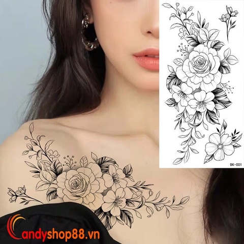 Hình xăm dán tattoo hoa BK-01