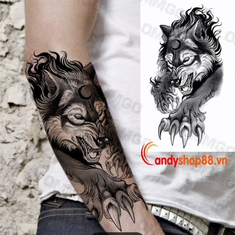 Hình xăm dán tattoo sói XQB-485