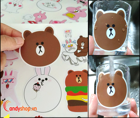 Sticker dán Vali Gấu Brown & Cony