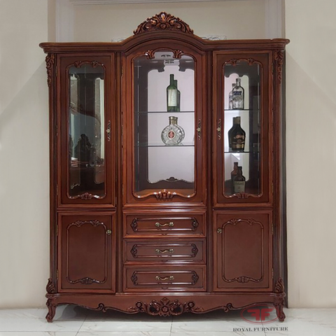 TỦ RƯỢU 3 CÁNH TÂN CỔ ĐIỂN GỖ GÕ 618 ĐẲNG CẤP CHO NGƯỜI SÀNH GỖ