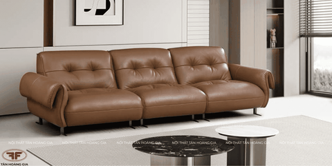 SOFA DA THẬT NÂU GỖ TỐI GIẢN