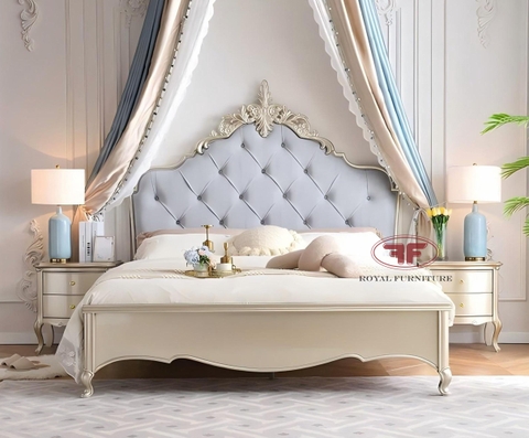 [ Nhiều kích thước ] GIƯỜNG NGỦ GỖ TỰ NHIÊN TÂN CỔ ĐIỂN ĐUÔI GỖ 8873