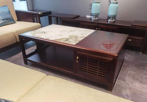 BÀN TRÀ MẶT ĐÁ INDOCHINE GỖ ÓC CHÓ 9803-1M38