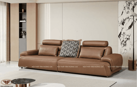 SOFA DA CAO CẤP NÂU DA BÒ TỐI GIẢN