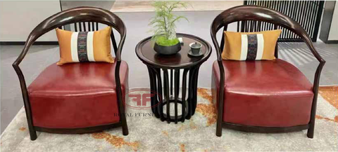 BỘ BÀN TRÀ NHỎ 2 GHẾ INDOCHINE GỖ ÓC CHÓ CAO CẤP HT2390