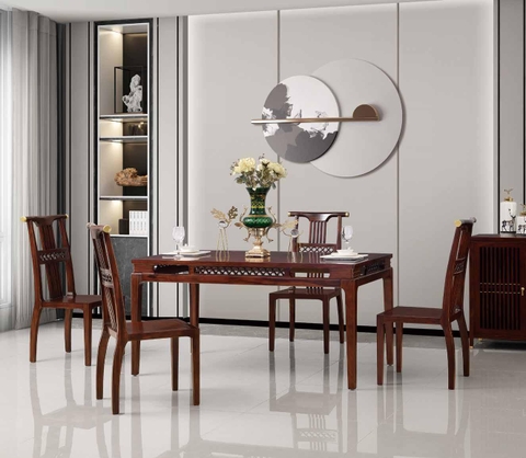 BỘ BÀN ĂN 1M6 INDOCHINE GỖ ÓC CHÓ A03