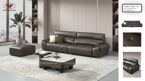 SOFA ĐÔI DA NÂU XÁM TỐI GIẢN