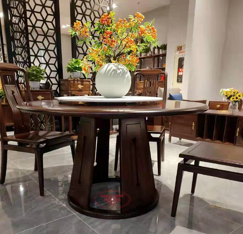 [Nhiều kích thước] BÀN ĂN TRÒN CÓ MÂM XOAY MẶT ĐÁ INDOCHINE