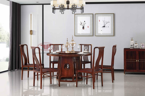 BỘ BÀN ĂN TRÒN XOAY INDOCHINE KẾT HỢP 6 GHẾ