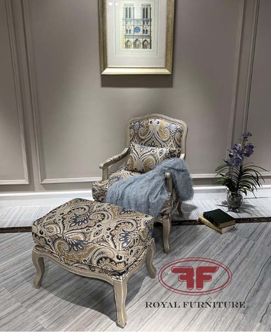 BỘ GHẾ THƯ GIÃN KÈM ĐÔN ĐỂ CHÂN BỌC NỈ HOA VĂN LUXURY 8805