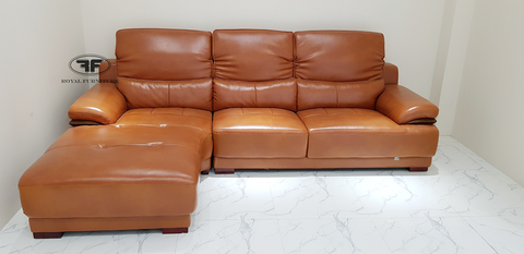 BỘ SOFA DA MÀU NÂU GÓC PHẢI