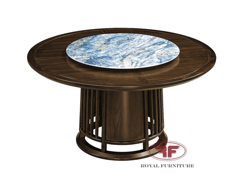 BÀN ĂN TRÒN MẶT ĐÁ INDOCHINE GỖ ÓC CHÓ CAO CẤP HT2368 [Nhiều kích thước]