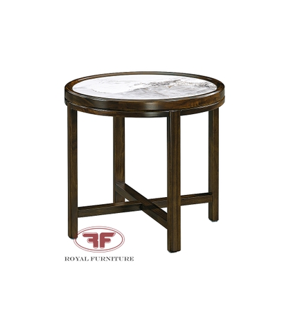 BÀN TRÀ GÓC TRÒN INDOCHINE GỖ ÓC CHÓ MẶT ĐÁ ĐỘC ĐÁO HT2319