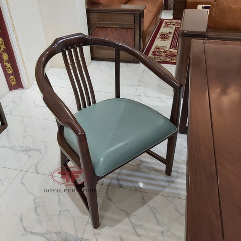 GHẾ LÀM VIỆC BỌC DA INDOCHINE GỖ ÓC CHÓ DA XANH NGỌC BÍCH