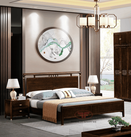 GIƯỜNG NGỦ 1M8X2M INDOCHINE GỖ ÓC CHÓ SANG TRỌNG 2332