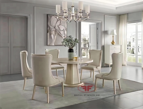 BỘ BÀN ĂN TRÒN 6 GHẾ HIỆN ĐẠI LUXURY NHẬP KHẨU 8803
