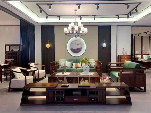 BỘ SOFA INDOCHINE GỖ ÓC CHÓ DA XANH NGỌC ĐỘC ĐÁO 9810