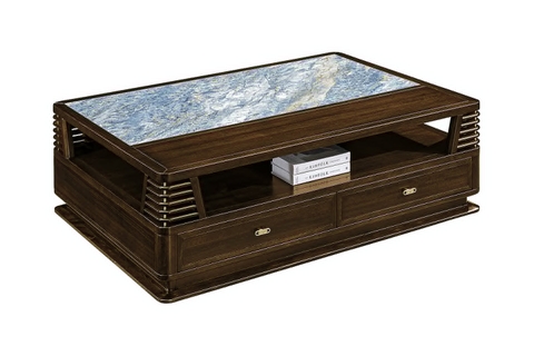 BÀN TRÀ MẶT ĐÁ INDOCHINE GỖ ÓC CHÓ 1M5 NHẬP KHẨU 2311