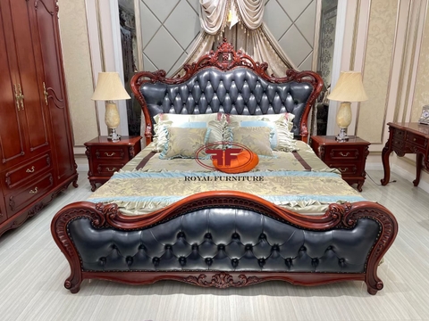 GIƯỜNG NGỦ BỌC DA MÀU XANH TÂN CỔ ĐIỂN 902G-1M8X2M