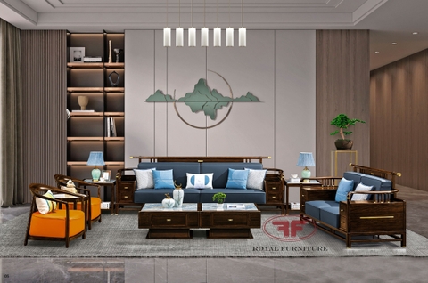 SOFA INDOCHINE GỖ ÓC CHÓ NHẬP KHẨU CAO CẤP HT2303