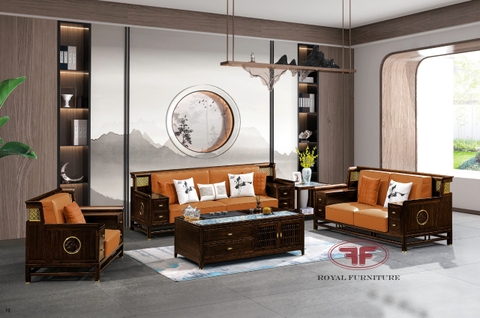 SOFA PHÒNG KHÁCH GỖ ÓC CHÓ NHẬP KHẨU BỌC DA HT2308