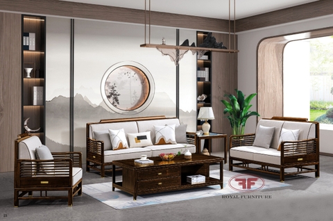 BỘ SOFA 123 INDOCHINE GỖ ÓC CHÓ NHẬP KHẨU 2306