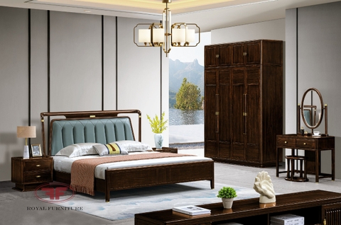 BỘ PHÒNG NGỦ GỖ ÓC CHÓ BỌC DA XANH INDOCHINE NHẬP KHẨU 2333