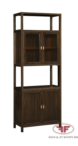 TỦ TRANG TRÍ  2 CÁNH INDOCHINE GỖ ÓC CHÓ NHẬP KHẨU ĐẸP HT2523-1