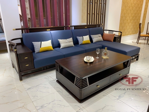 BỘ SOFA INDOCHINE DÁNG CHỮ L GỖ ÓC CHÓ NHẬP KHẨU 2305
